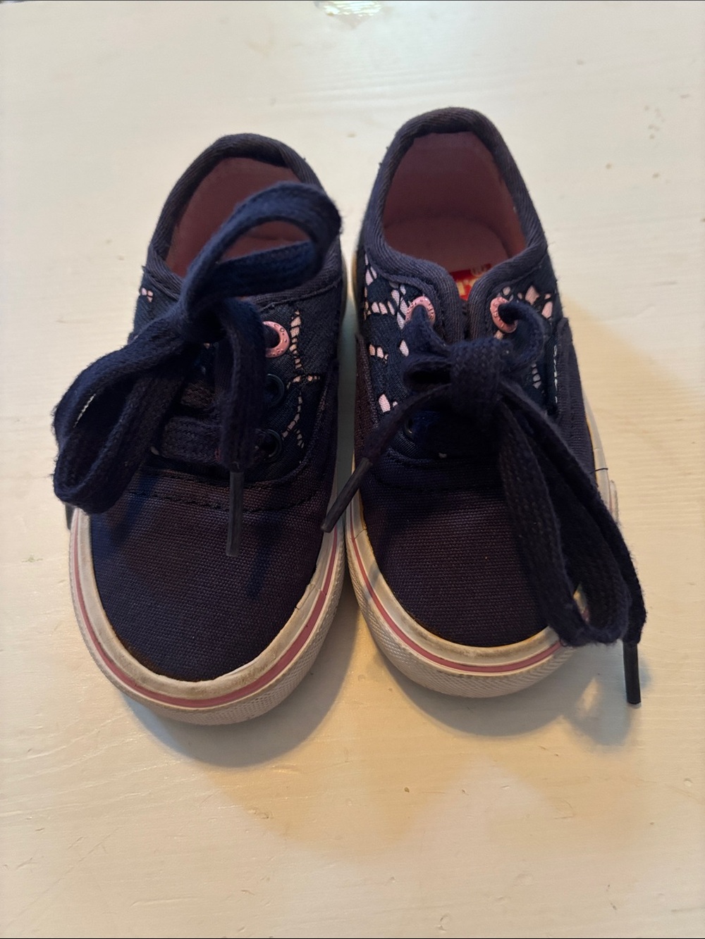 Levi's Navy Canvas Kids Sneakers with Pink Accents